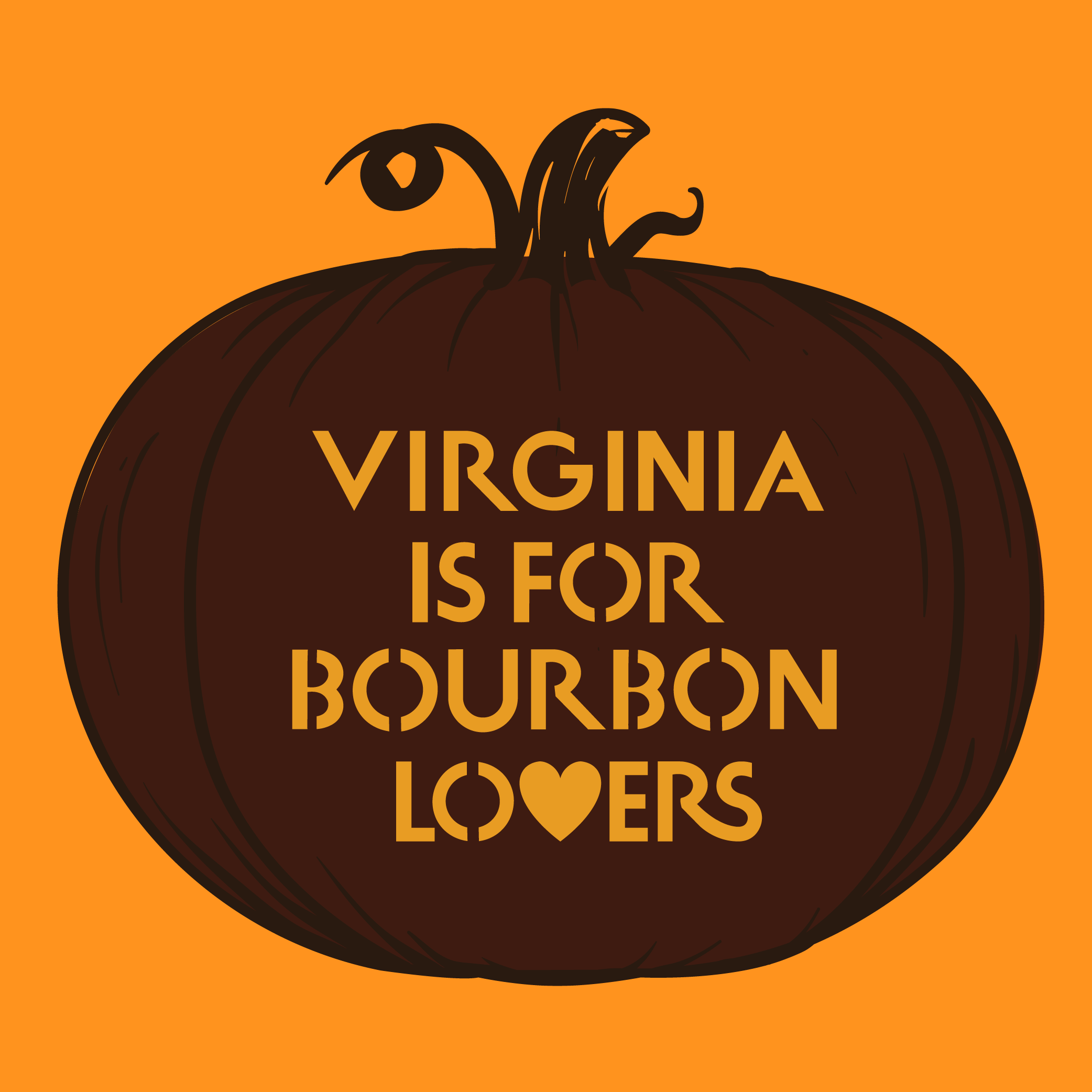 Pumpkin Stencil that says Virginia is for Bourbon Lovers