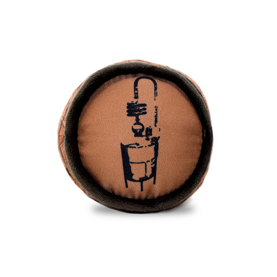 Top view of Plush Barrel Dog Toy